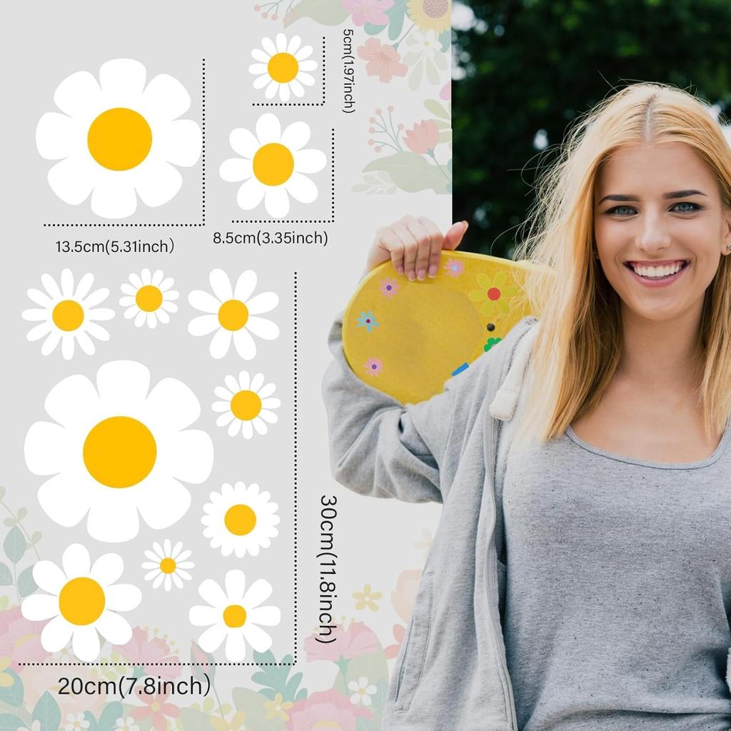 82 PCS Flowers Daisy Car Decals,Auto Stickers Waterproof Hood Vinyl Decal Car Window Stickers Graphics Body Side Door Trunk Decoration for Racing SUV
