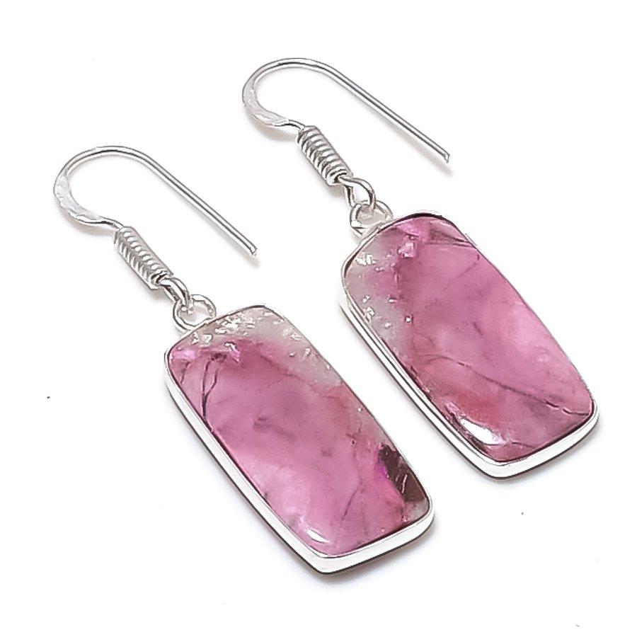 Natural Cobalt Gemstone Handmade 925 Sterling Silver Jewelry Earring 1.69" AEE-10997