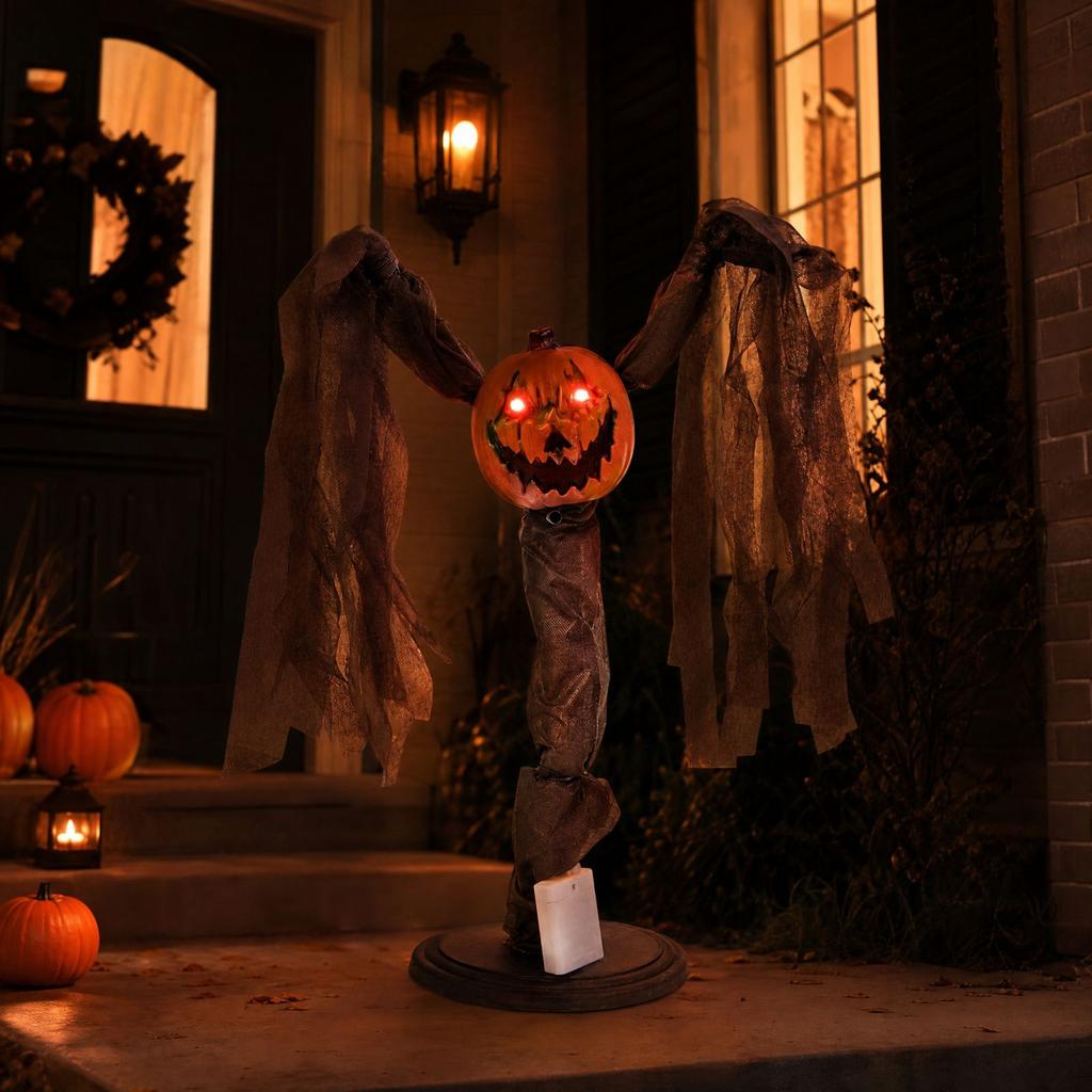 Halloween Pumpkin Ornament with Funny Face and Waving Motion for Party Decor