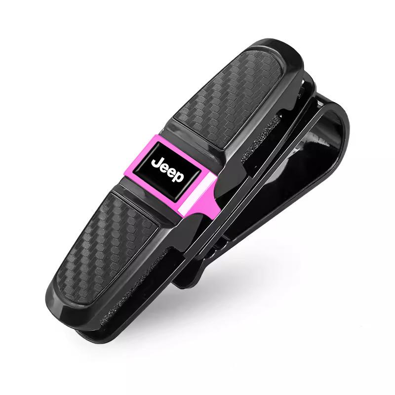 Car Glasses Case Auto Sun Visor Glasses Holder Clip For Jeep Renegade Compass Grand Cherokee Wrangler jk Gladiator Patriot AJP1