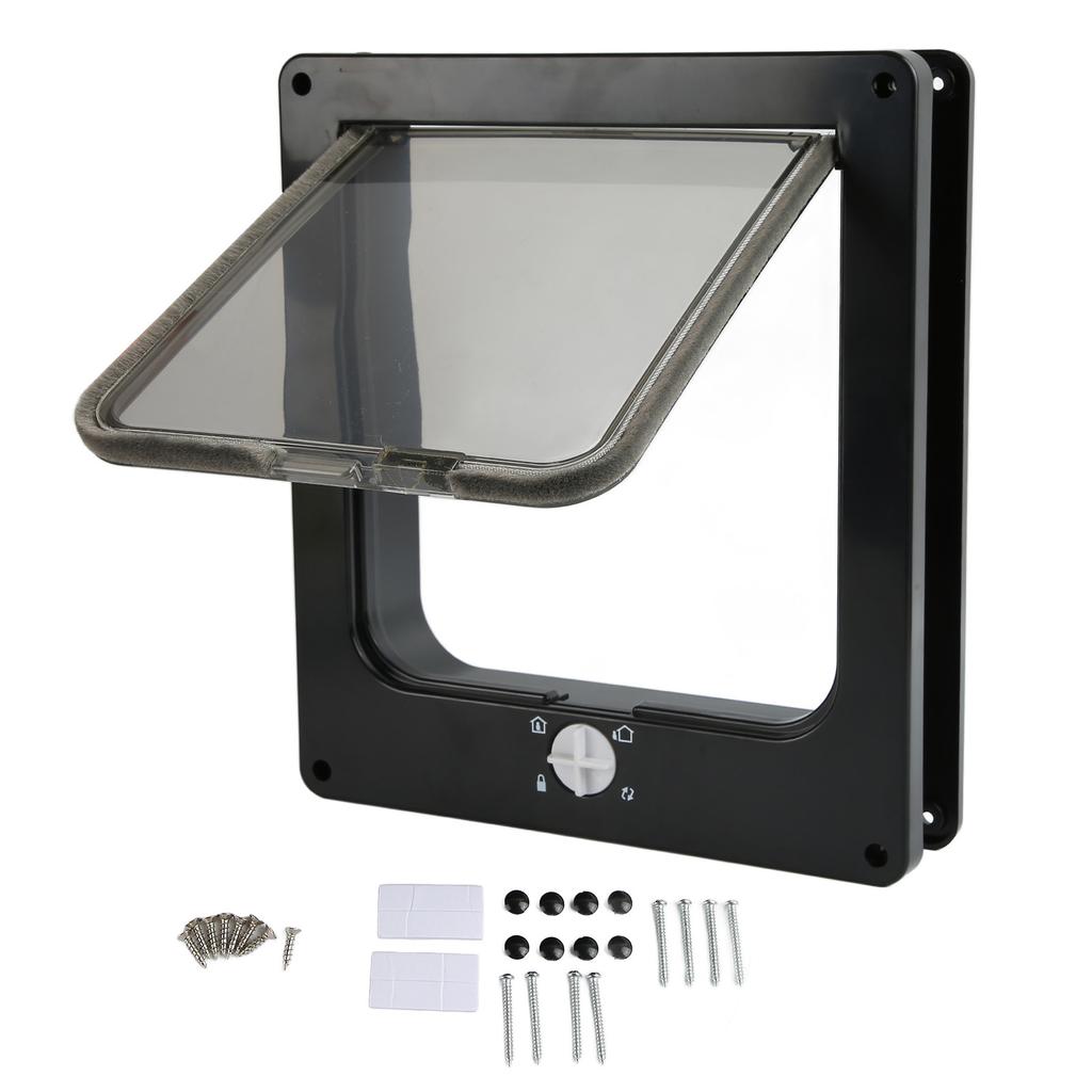 Pet Door Wearproof Automatic Window Closure Function Cat Interior Door for All Standard Interior Doors Black XL