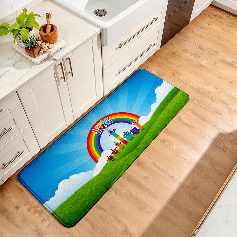 Numberblocks Flannel Kitchen Mat Christmas Soft Area Rug Non Slip Floor Carpet Home Decoration