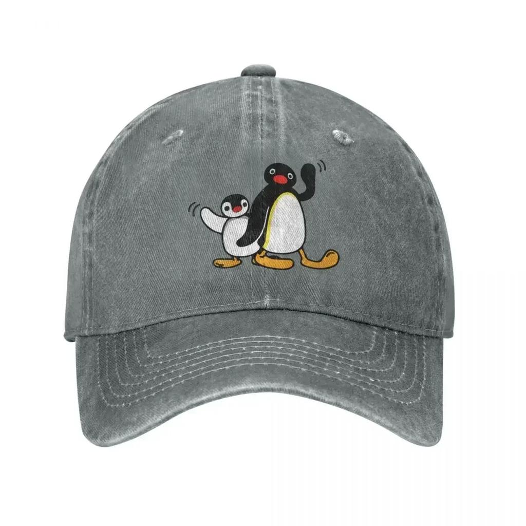 Pingu Unisex WoUnisex Baseball Cap Penguin Distressed Denim Washed Hats Cap Classic Outdoor Running Golf Adjustable Snapback Cap