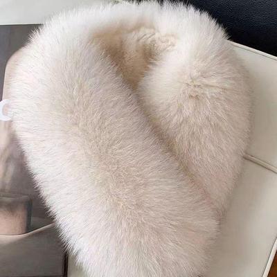Nuova Sciarpa da Donna in Pelliccia di Volpe Double-Face con Fodera in Coniglio Rex - Scaldacollo Invernale Stile Coreano