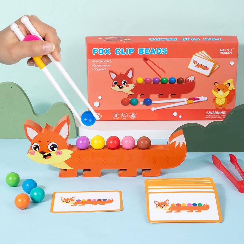 Young Children Wooden Early Education Enlightenment Parent-child Interaction Fruit Color Shape Cognitive Classification Clip Beads Educational Toys