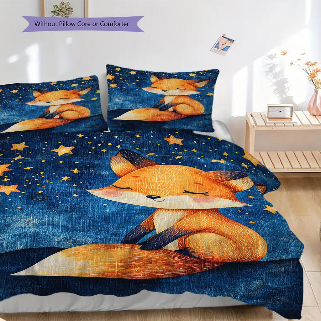 Set Copripiumino Trapuntato con Motivo Volpe Federa Decorazione per la Casa Regalo di Compleanno (1 * copripiumino + 2 * federa, senza nucleo)