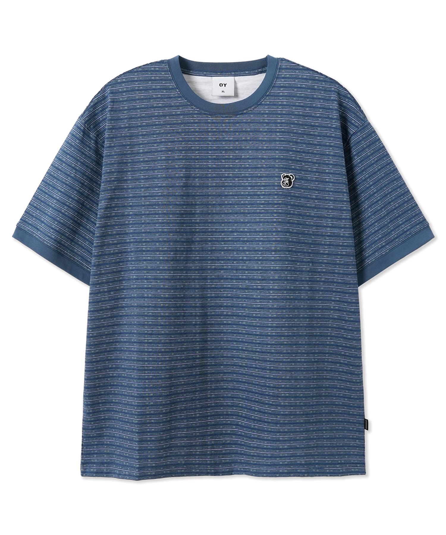 Oy Logo Stripe Ringer Tee - Navy M