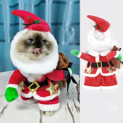Kediler Noel Baba Kostümü Şapka, Noel Paltosu Parti Aksesuarları, Evcil Hayvan Noel