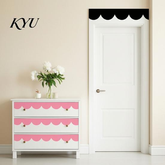 Décoration d'Angle Flexible pour Armoire 4 Pièces Stickers Muraux Bordure Festonnée, Autocollants Géométriques Demi-Arche à Décoller et Coller, Autocollant Décoratif Chambre à Coucher
