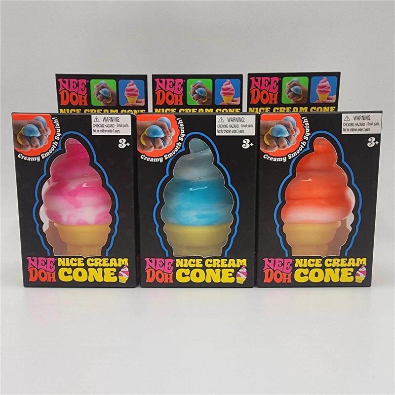 Needoh Nice Cream Cone Nice Sicle Sensorisches Spielzeug Ungiftig Langsam Rückfedernd Knetbar Angstlinderung ADHS Fidget Spielzeug für Erwachsene Kinder Geschenk