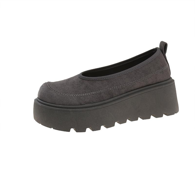 2025 New Retro Anti-fur Thick-soled Muffin Shoes Female Doll Head One Pedal Single Shoes Versatile Ultra-light Casual Shoes