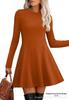 Women's Long Sleeve Ribbed Knit A-line Dress, Autumn 2025 Collection