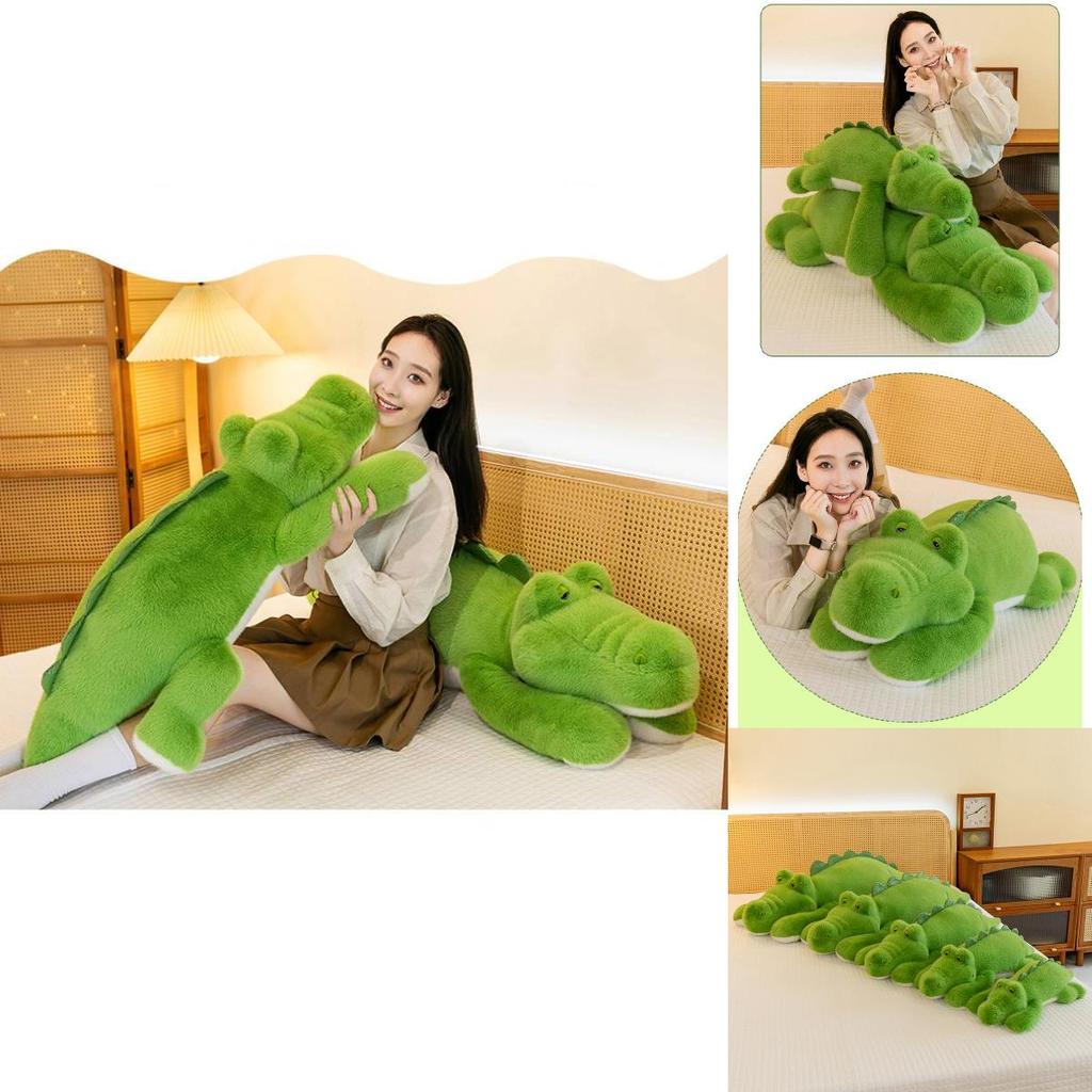 Adorable Green Crocodile Plush Pillow Soft Animal Toy For Kids Creative Gift Idea
