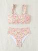 Women's Swimsuit Small Floral Sexy Backless High Waist Bikini Beachwear Bathing Suits