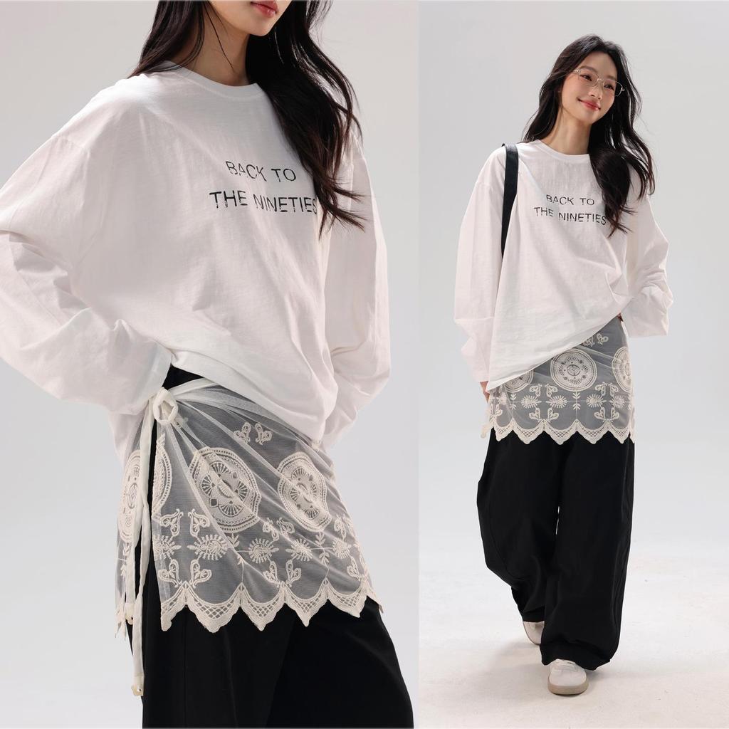 Lace Hem Layering Skirt for Women - Slimming Inner Wear Anti-Exposure Apron-Style with Magical (Shenqi) Buttocks Covering.