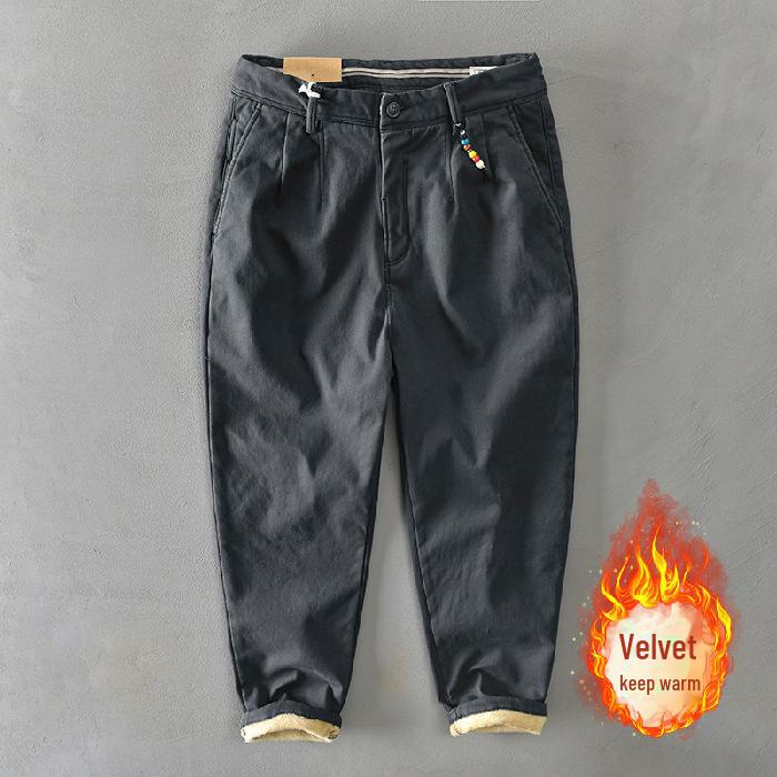 

Мужские повседневные брюки в японском стиле из утолщенного бархата для осени/зимы 36 серый