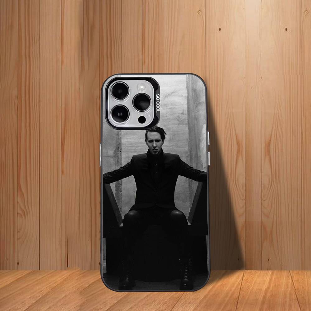 M-Marilyn M-Manson Singer Phone Case For iPhone 17,16,15,14,13,12,11,Mini,Pro,SE,MAX White Matte Shockproof Cover