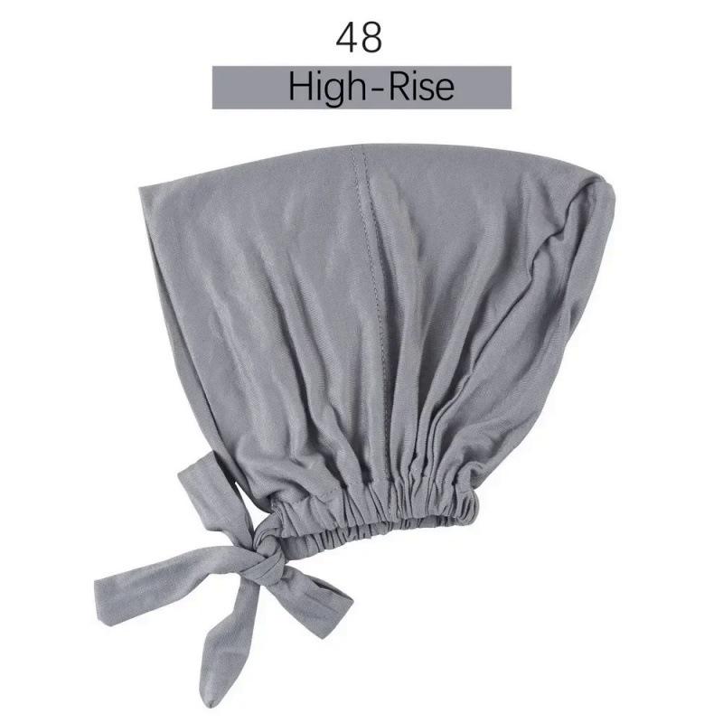 Solid Color Elastic Tie-Back Modal Undercap Hijab Scarf Adjustable Kufi Cap
