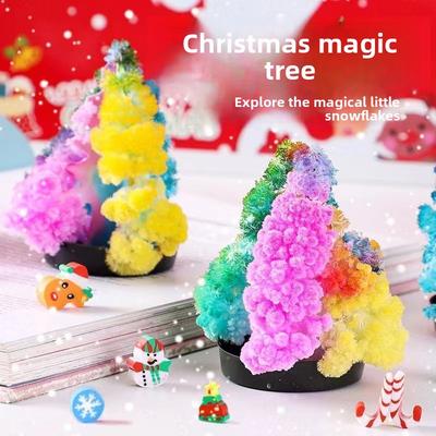 Magic Crystal Christmas Tree Science Experiment Toy for Kids Watering Snowflake Paper Tree Blooming Gift