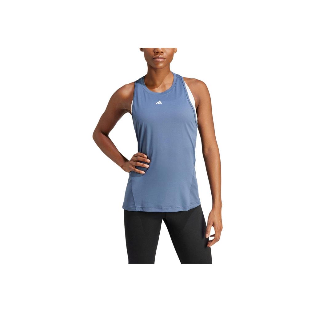 Adidas Designed For Training Comfortable Casual Solid Color Round Neck Vest Women Tops Blue IT7425