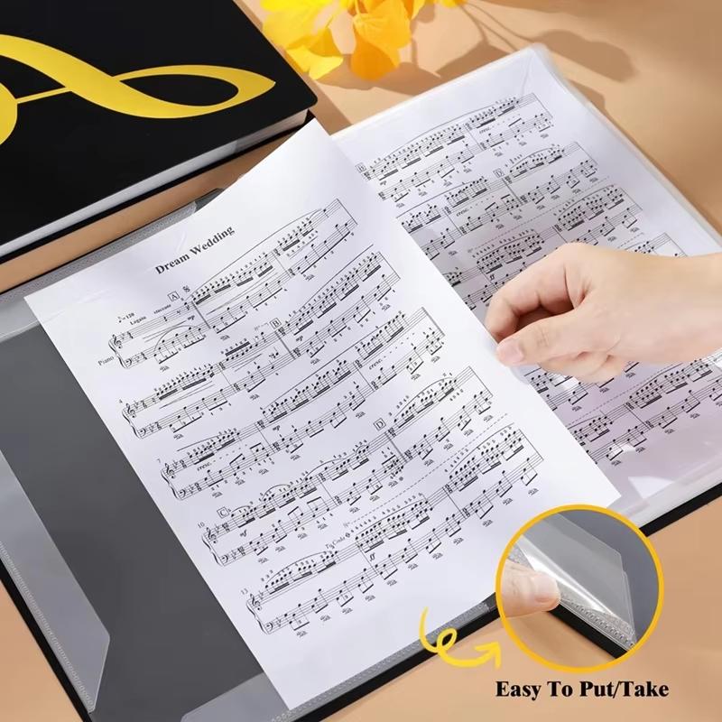 Flexible 40 Pages Piano Music Score Folder A4 Music Book Clip Sheet Note Folder Piano Paper Sheets Music Binder For Practice Quality