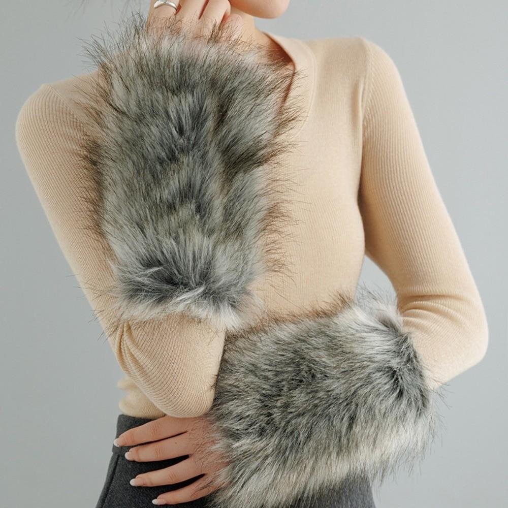 Keep Warm Arm Sleeves Warm Plush Arm Warmers Soft Winter Gloves Winter