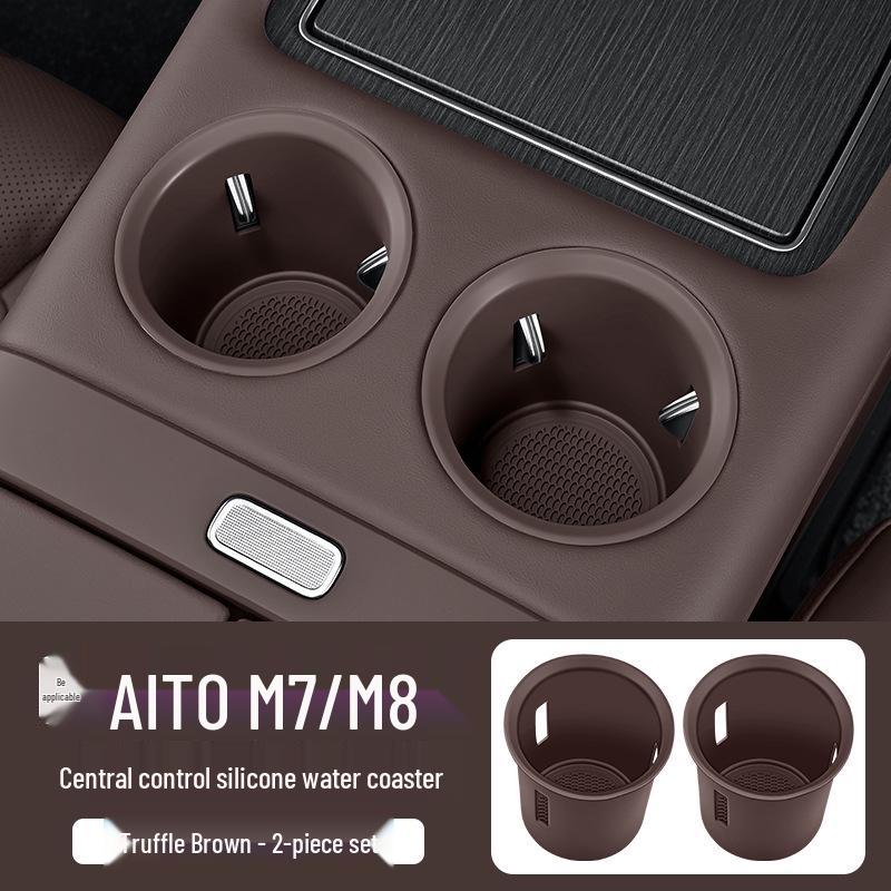 Silicone Holder for AITO M7/M8 Center Console Cup: Mat & Limiter Sleeve for 26 Models