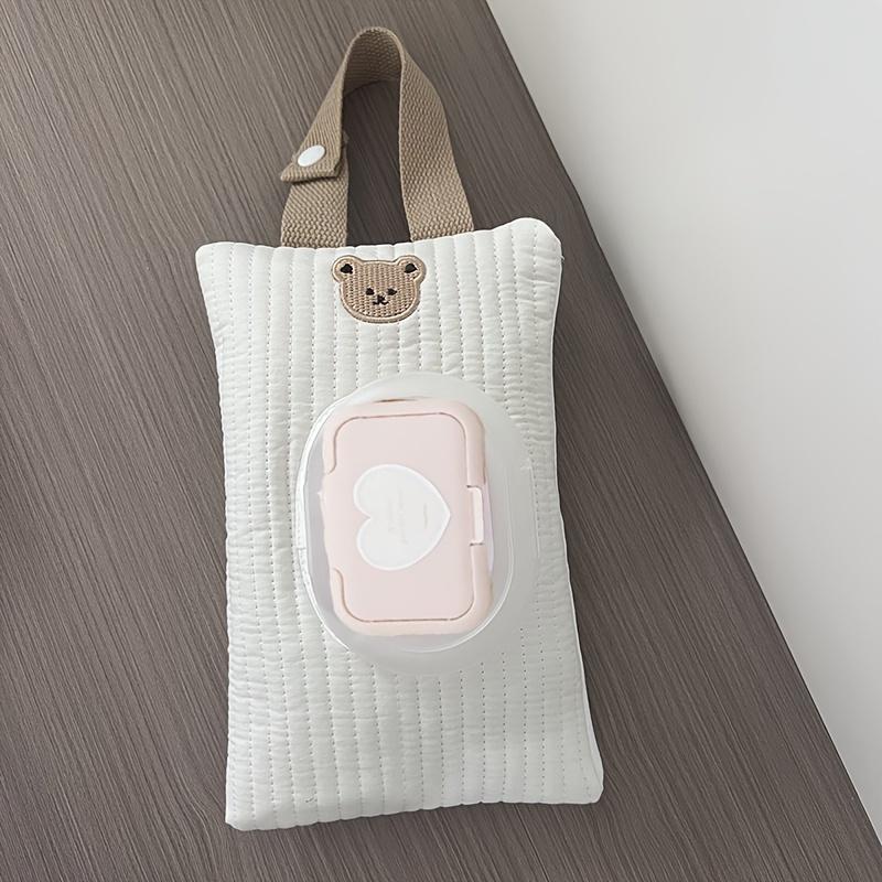 1pc Cute Cartoon Animal Fabric Tissue Holder, Portable Pull-Out Wet Tissue Storage Bag with Handle, Suitable for Car and Travel Use