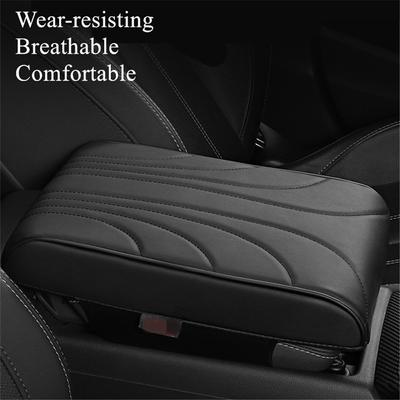 1x Black Memory PU Leather Car Armrest Cushion Cover for Center Console, for Box