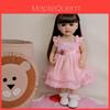 Vollsilikon-Reborn-Babypuppe mit rosa Kleid und Blumenschmuck für Kindergeburtstage