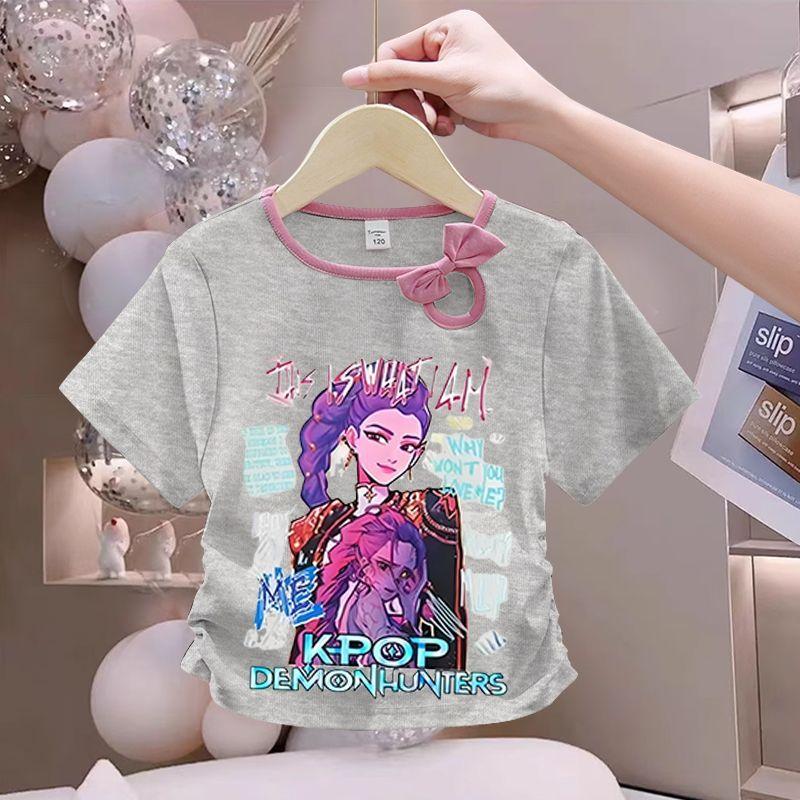 Girls' Fashionized Witch-Hunting Girl Group Top - Summer Children's Round-neck Short-sleeved Pure Cotton T-shirt