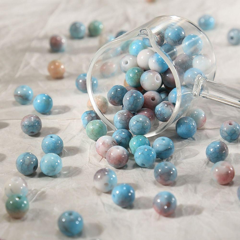 40pcs/set Makeing Bracelet Porcelain Beads Round Loose Spacer Beads Coloured Glaze Beads  Pendant