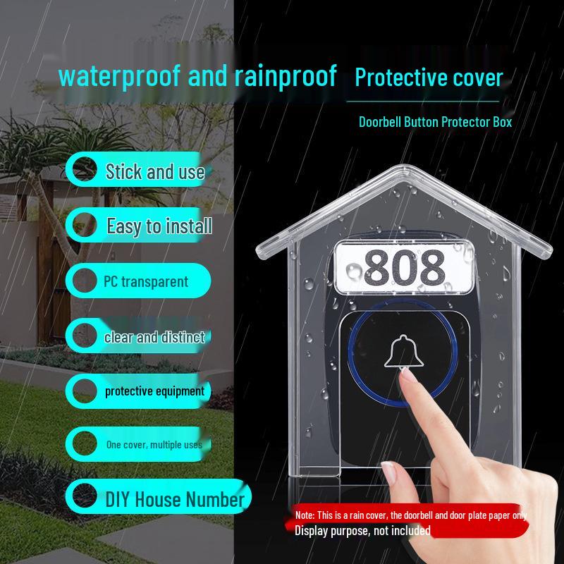 Waterproof Wireless Doorbell Transmitter Cover: Transparent Outdoor Rain Protection