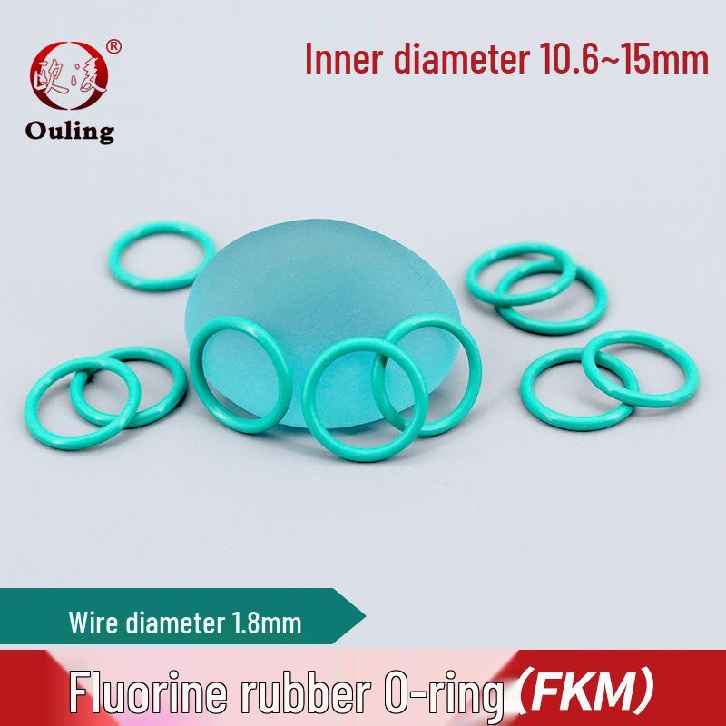 

Green Acid & Alkali Resistant Fluororubber O-ring, ID Options: 10.6-15mm, Thickness: 1.8mm ID 10.6mm (10 pcs) Green Fluororubber O-ring