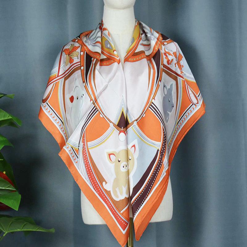 2024 New Style Large Square Scarf: 110 Mulberry Silk with Hand-Rolled Edges