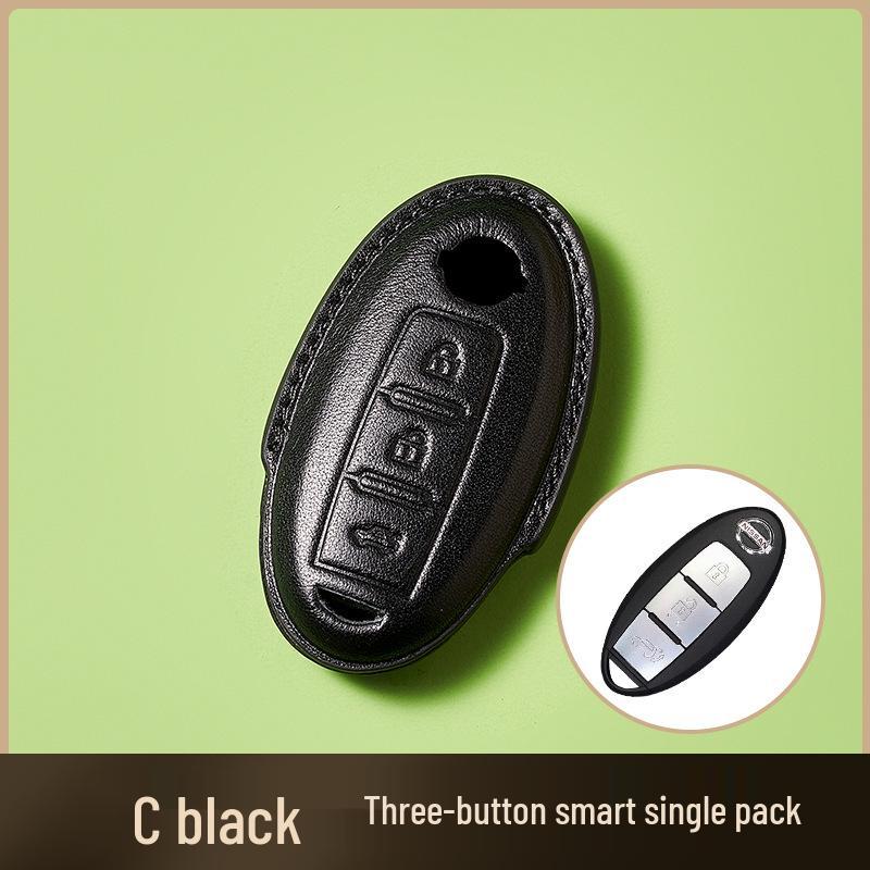 Skórzany Etui na Klucze ze Skóry Wyprawianej Roślinnie dla Nowego Kluczyka Samochodowego Sylphy Murano, Ręcznie Robiony Wzór Klamry dla Mężczyzn