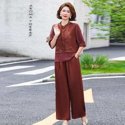 2026 Summer Plus Size Chinese Style Two-Piece Set for Middle-Aged & Elderly Women