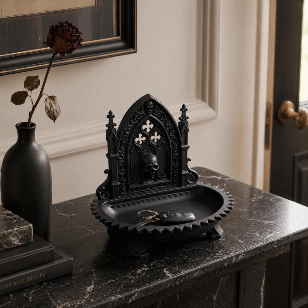 Skull Design Gothic Storage Organizer Tray Dark Retro Jewelry Display Tray  Office