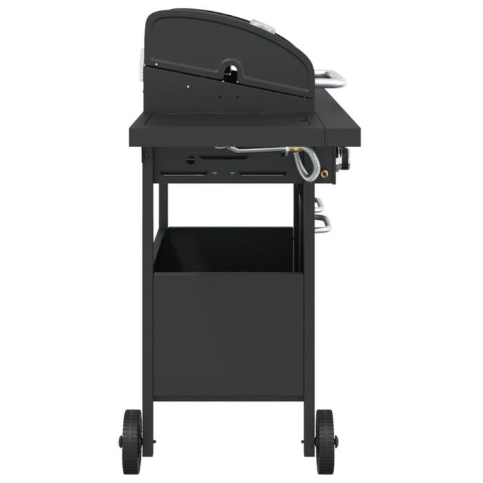 Gas Barbecue Grill with 4 Burners Black Powder-coated Steel
