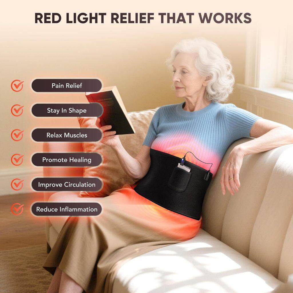 5 Lichtstufen Infrarotlicht Wärmetherapie Gürtel Rücken/Taille/Muskel/Schmerzlinderung 660nm & 850nm LED-Perlen Rotes Lichttherapiegerät