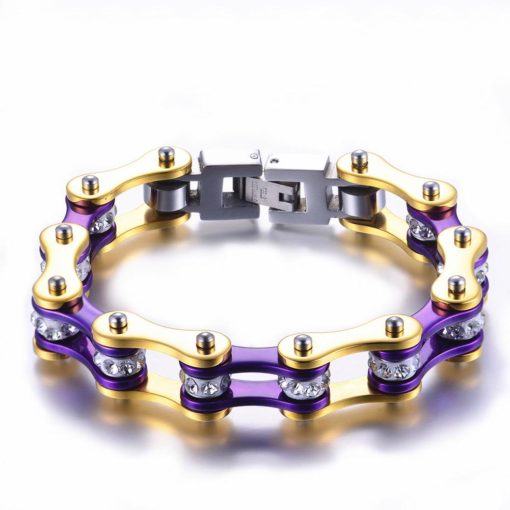 Stainless Steel Bike Chain Bracelet: Custom Colors for Couples & Bikers