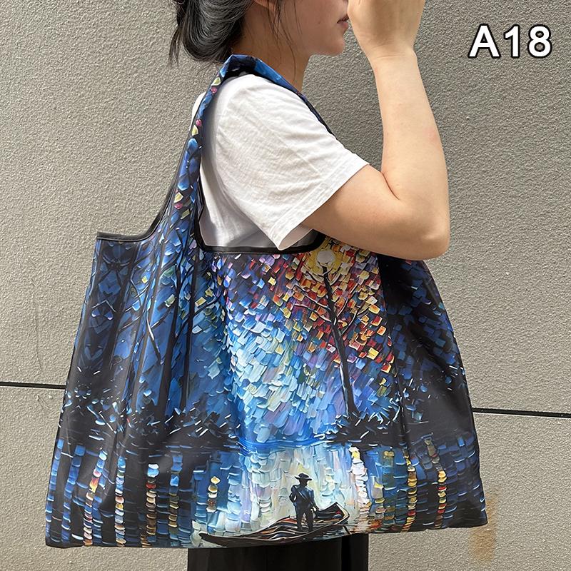Bag Foldable Shopping Bag Reusable Grocery Storage Bag Nylon Portable Shoulder Handbag Travel Tote Bag