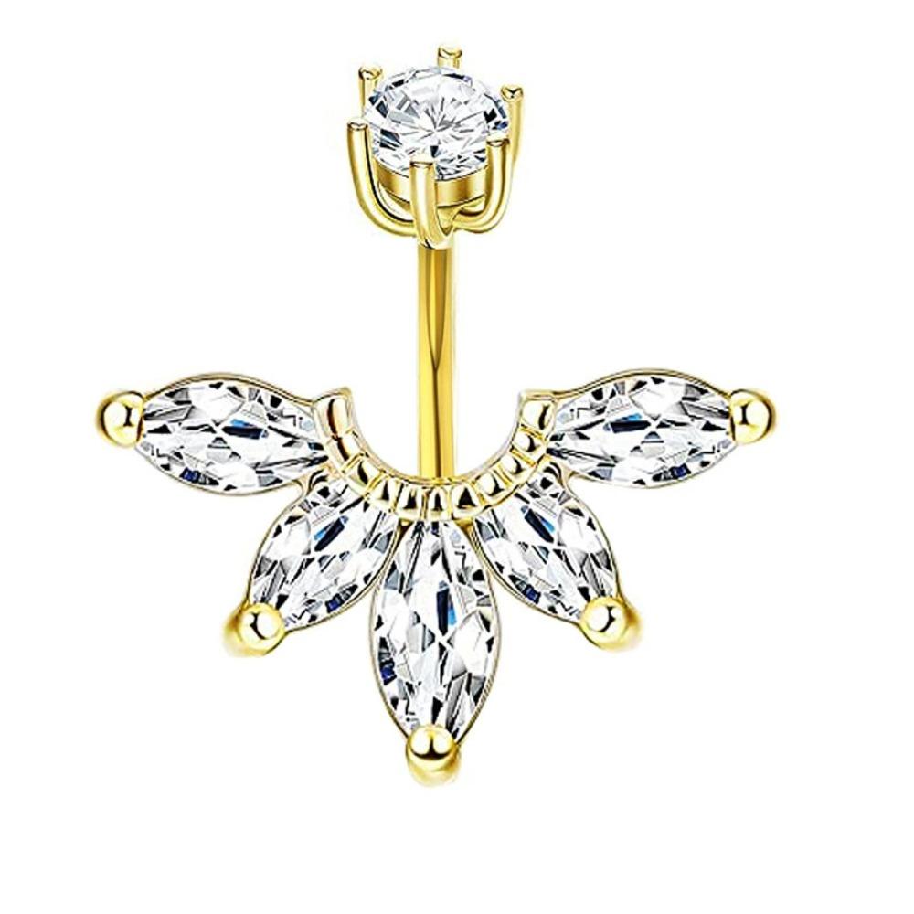 Elegant Gem Navel Piercing Copper Shiny Body Jewelry Crystal Ball Belly Button Rings  Accessories