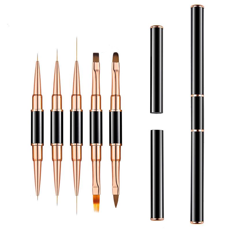 5Pcs Double-Ended Nail Art Brushes Liner Detail Thin Brushes Nail Drawing Pen 3D Nail Art Decorations At Home DIY Manic