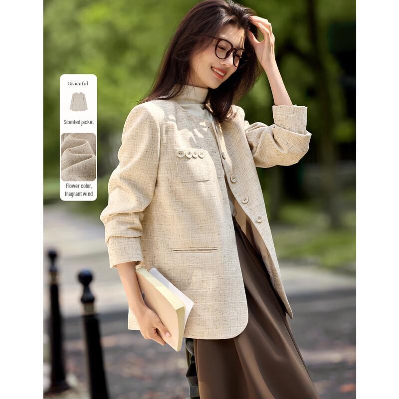 XWI Elegant Floral Print Round Neck Jacket S цветочные печати