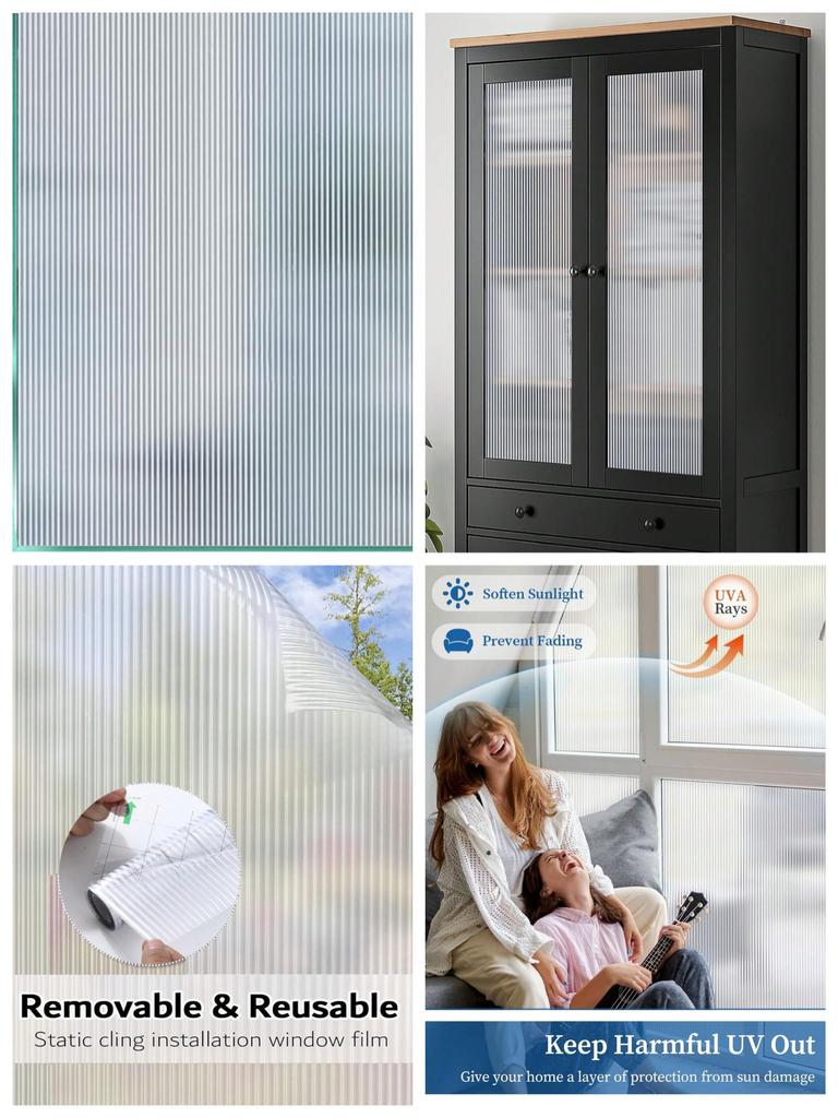 Película Esmerilada para Ventana de Privacidad - Bloqueo UV/Calor Antideslumbrante Adhesivo Estático Removible para Puertas de Vidrio de Hogar Oficina Baño