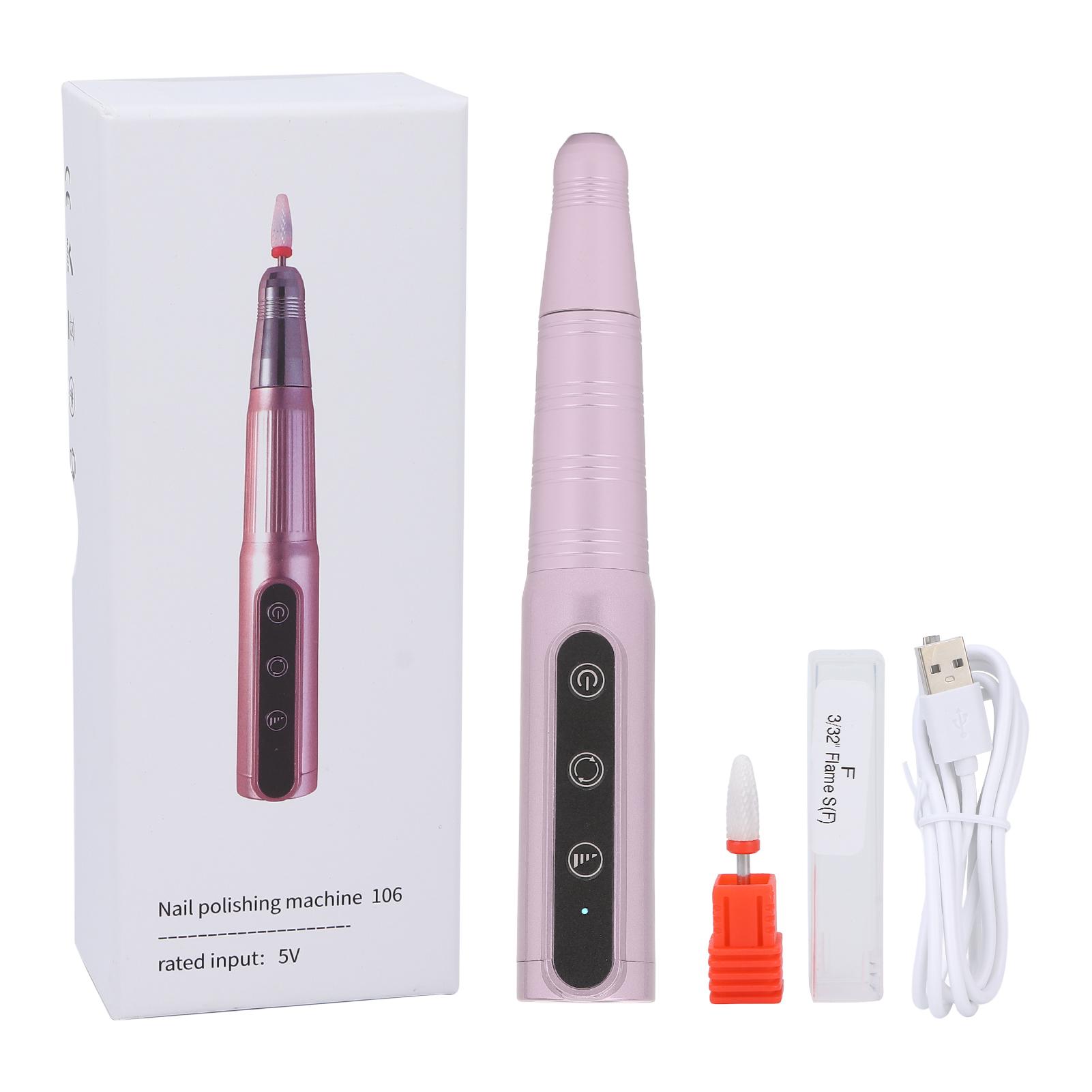 

Nail Dril USB Electric Wireless Portable File Grinding Nail Pen Machine for Home Salon Rose Gold