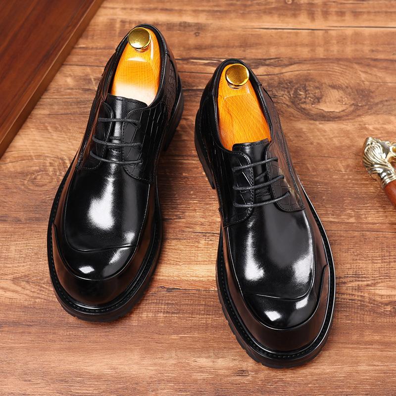 Luxury Genuine Leather Mens Business Dress Shoes Black Lace-Up Oxfords Office Wedding Party Formal Shoes for Men