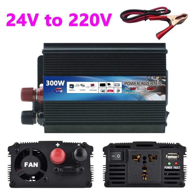 Car Power Inverter 12v/24v To 220v Suitable for Small Cars and Trucks 300W High Power with USB Interface and Power Socket