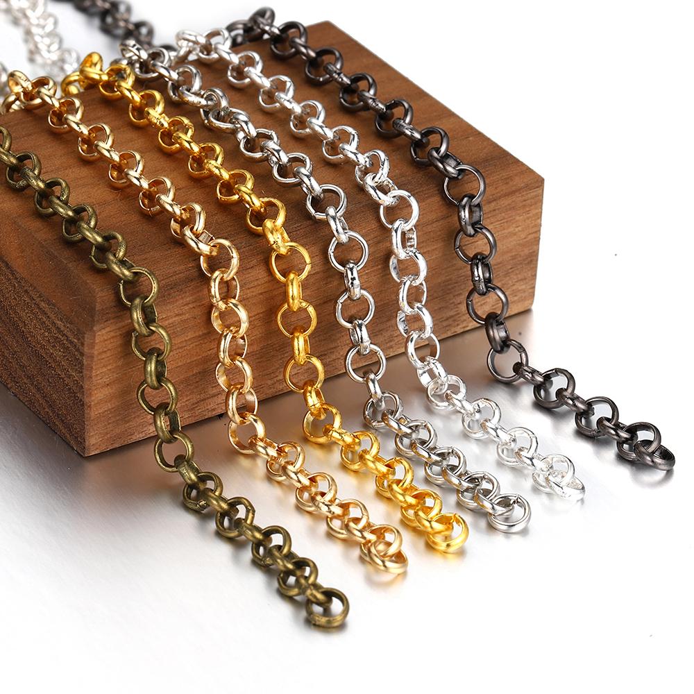 2Meters O Shape Necklace Chains Copper Bracelet Cable Link Bulk Chains DIY Handmade Jewelry Making Findings Wholesale